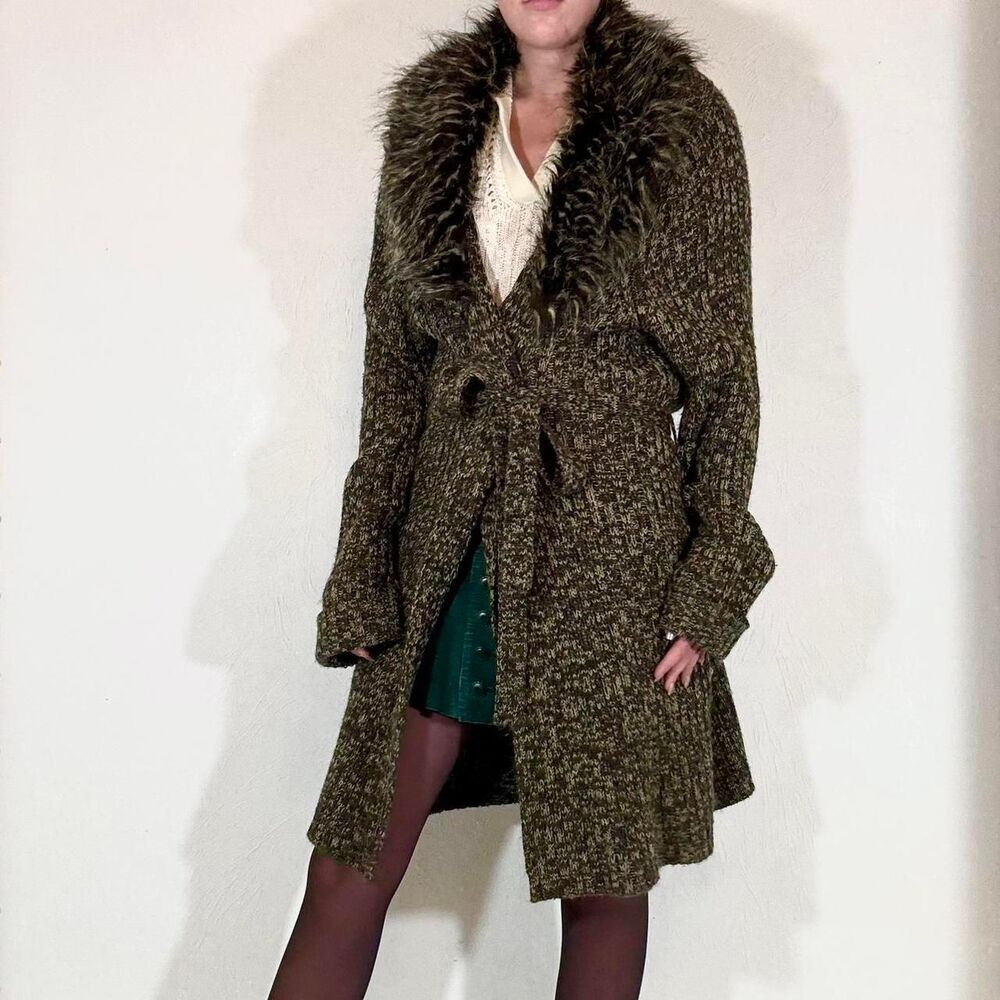 American-vintage Women's Brown and Tan Cardigan